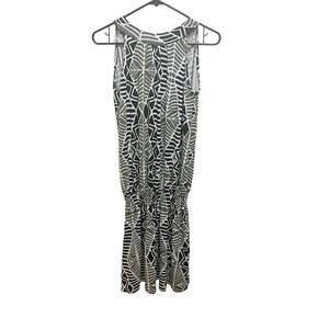 Missing Polynesia Charcoal & Gray Lela drop waist Tapa print Sleeveless Dress M